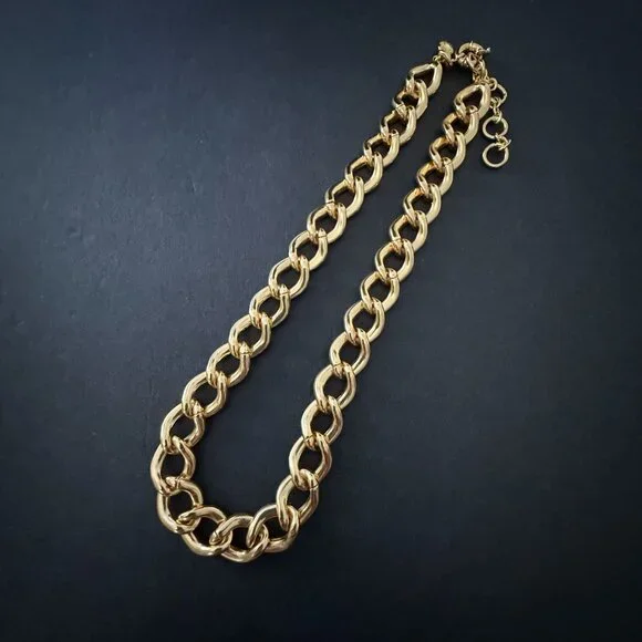 NWOT J. Crew Havana Jones Iced Crystal Gold-Tone Chunky Curb Chain Link Necklace - Picture 11 of 13